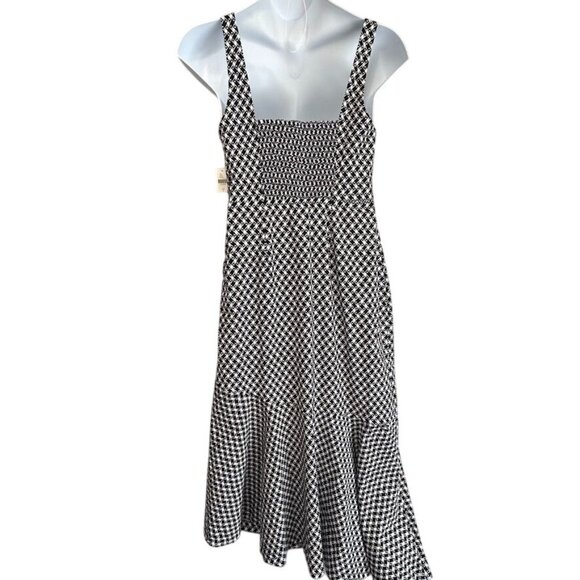 Anthropologie Ariana Asymmetrical Ruffle-Hem Dress  Black & White Size L NWT - Picture 4 of 14